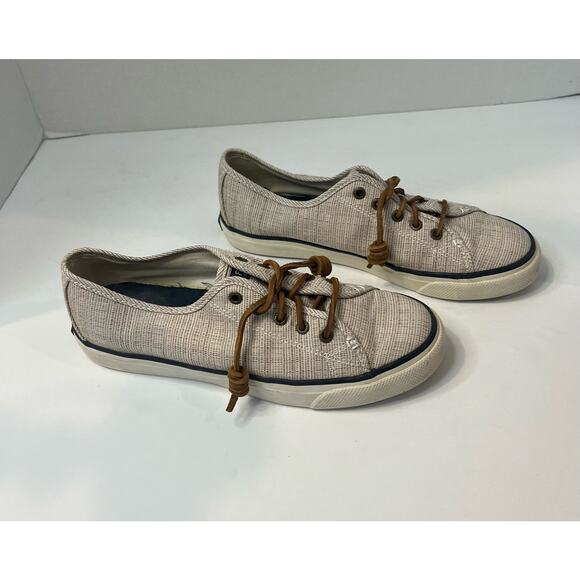 Sperry Pier View Women’s Cream Slip-On Canvas Sneaker Shoes Sz 8 - Picture 2 of 8